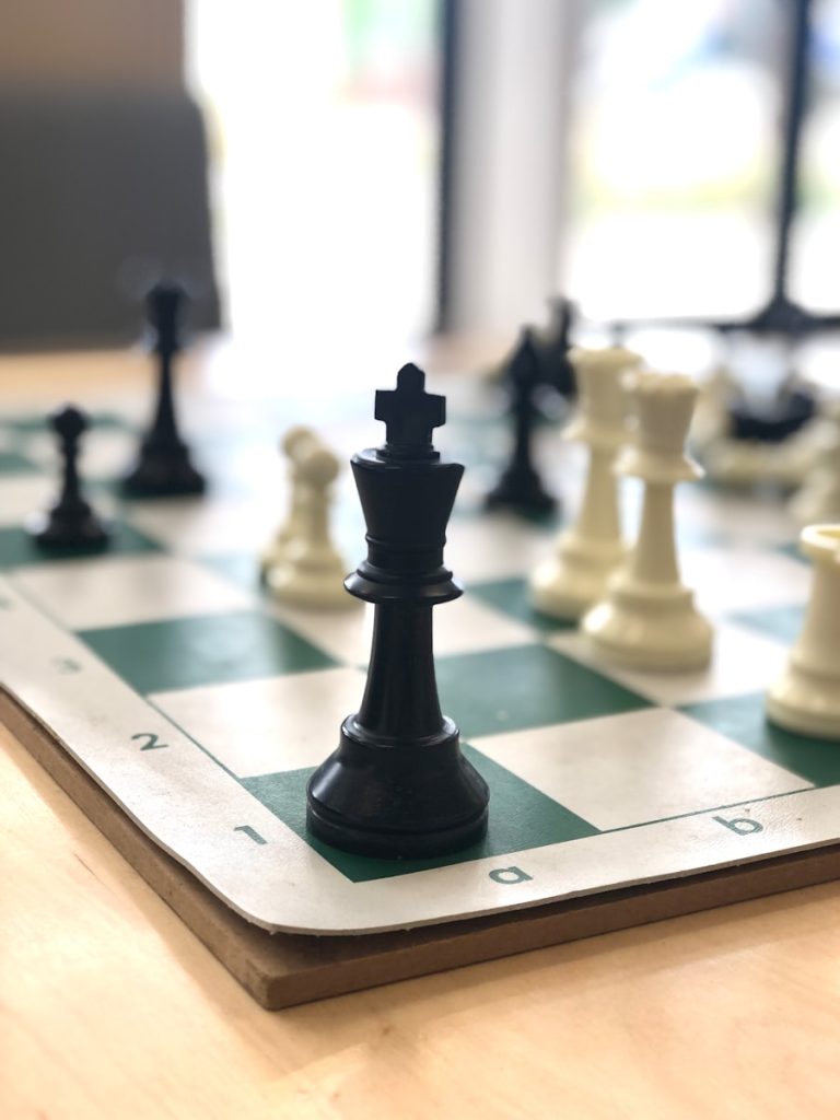 a chess board with a chess piece